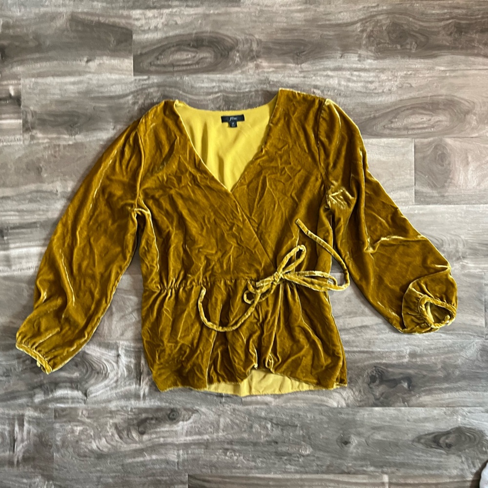 J. Crew Mustard Velvet Blouse Size 12